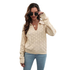 Damen Pullover mit modischem V-Ausschnitt und strukturiertem Muster R&B