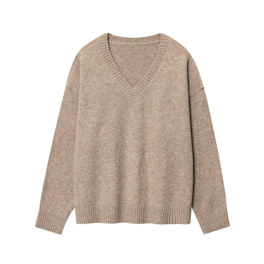 Damen komfortabler V-Ausschnitt Pullover R&B