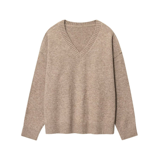 Damen komfortabler V-Ausschnitt Pullover R&B
