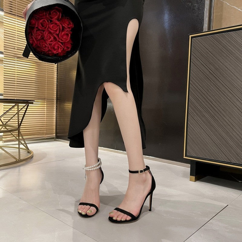 Damen elegante High Heels mit Perlenschmuck R&B