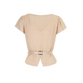 Damen Blusenshirt mit Taillengürtel und elegantem V-Ausschnitt EB