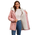 Damen modische Übergangsjacke mit kuscheligem Innenfutter und verstellbarem Bund