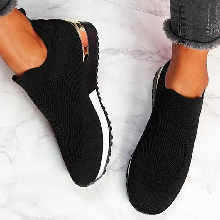 Damen Atmungsaktive Slip-On Sneaker mit trendiger Textiloberfläche und elastischem Kragen R&B