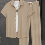 Damen Streifen Schlafanzug Set