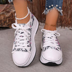 Damen Modische Sneakers mit floralem Print und gepolsterter Sohle R&B