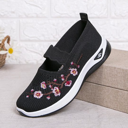 Damen modische Stoffschuhe mit elastischem Riemen und floralem Design R&B