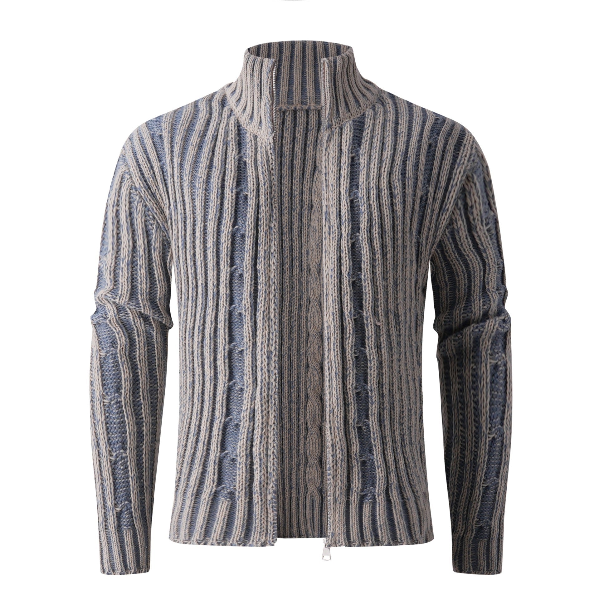 Herren modische Strickjacke mit hochabschließendem Reißverschluss und einzigartigem Muster R&B
