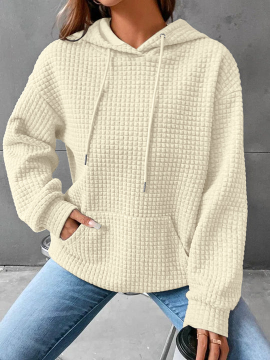 Damen stylischer Hoodie mit strukturiertem Material und Kängurutasche R&B