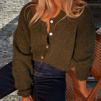 Damen Grobstrickpullover mit Knopfdetails und lässigem Schnitt R&B