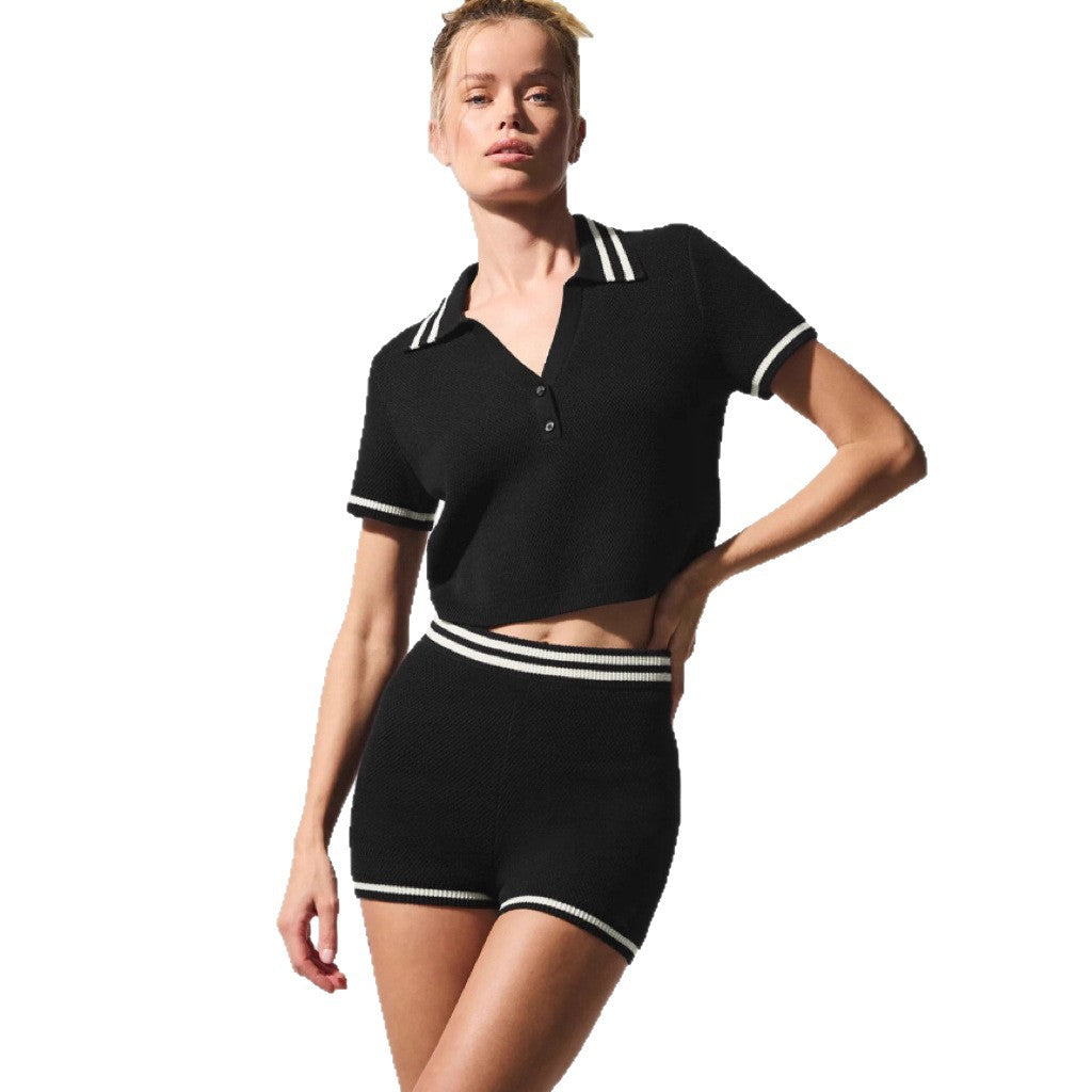 Damen Strickset mit kurzem Oberteil und sportlichem Schnitt R&B