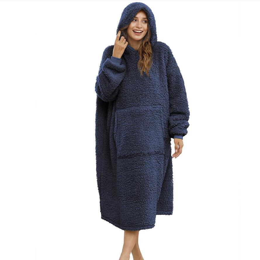 Herren Kuscheliger Fleece-Bademantel mit Kapuze und Taschen R&B
