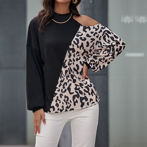 Damen Designer Oberteil mit asiatischem Stehkragen und elegantem Animal-Print R&B