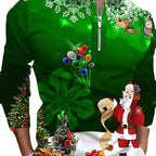 Herren Weihnachtliches Langarmshirt mit festlichem Grafikdesign und praktischem Reißverschluss R&B