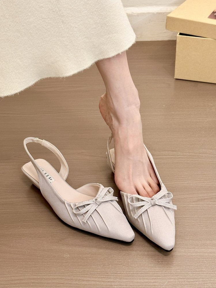 Damen elegante Sling-Ballerinas mit dekorativen Schleifen und flachem Absatz R&B