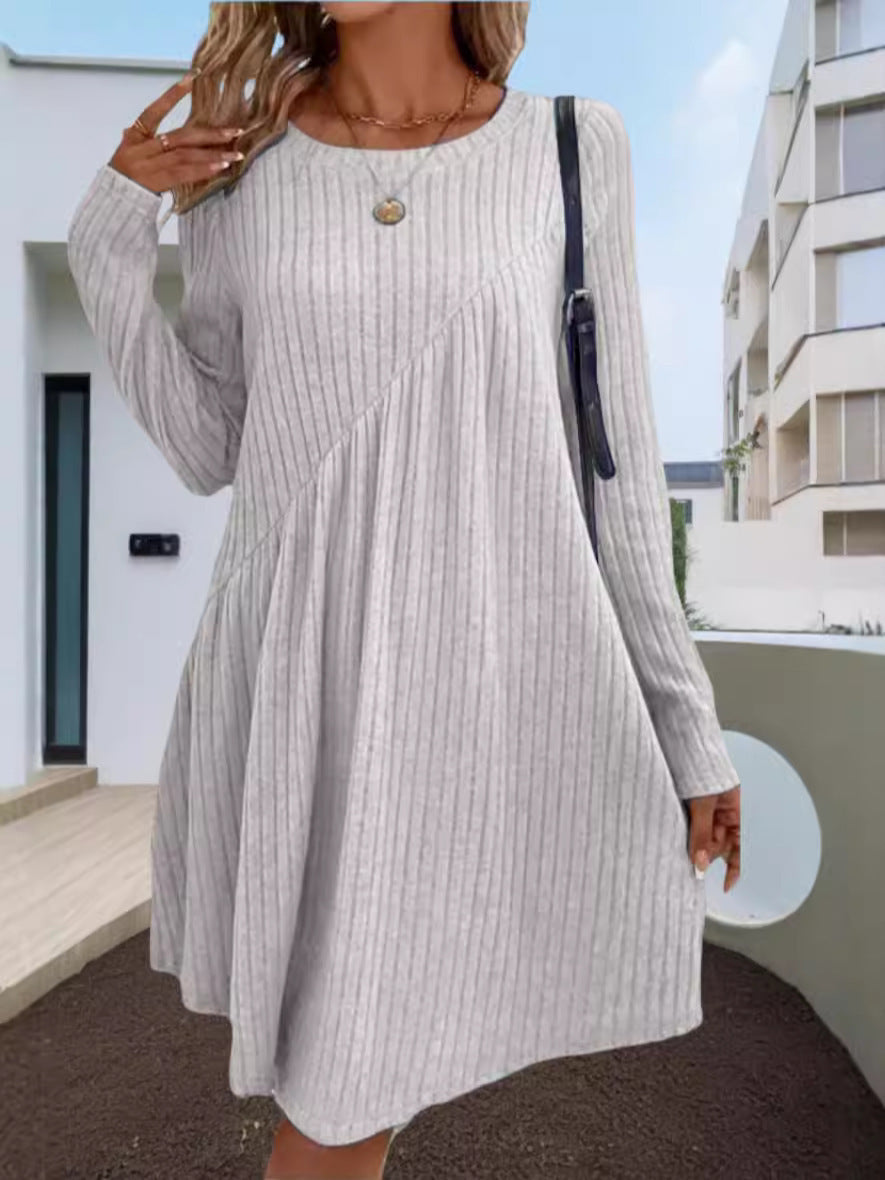 Damen lässiges Ripp-Kleid mit asymmetrischem Design R&B