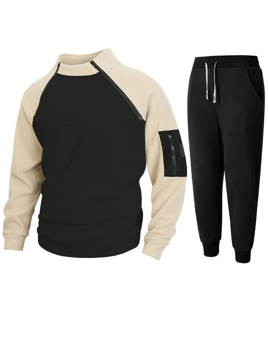Herren Sportliches Oberteil mit funktionalem Reißverschluss und komfortabler Jogginghose R&B