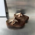 Damen Komfortable Clogs mit elegantem Schnallenverschluss aus feinem Wildleder R&B
