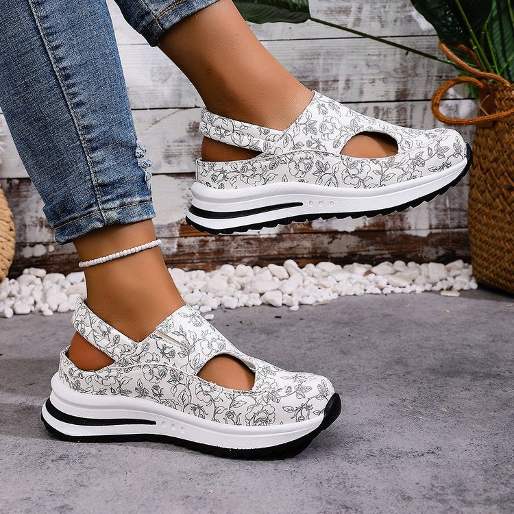 Damen Sportliche Sandaletten mit floralem Schnitt und rutschfester Sohle R&B