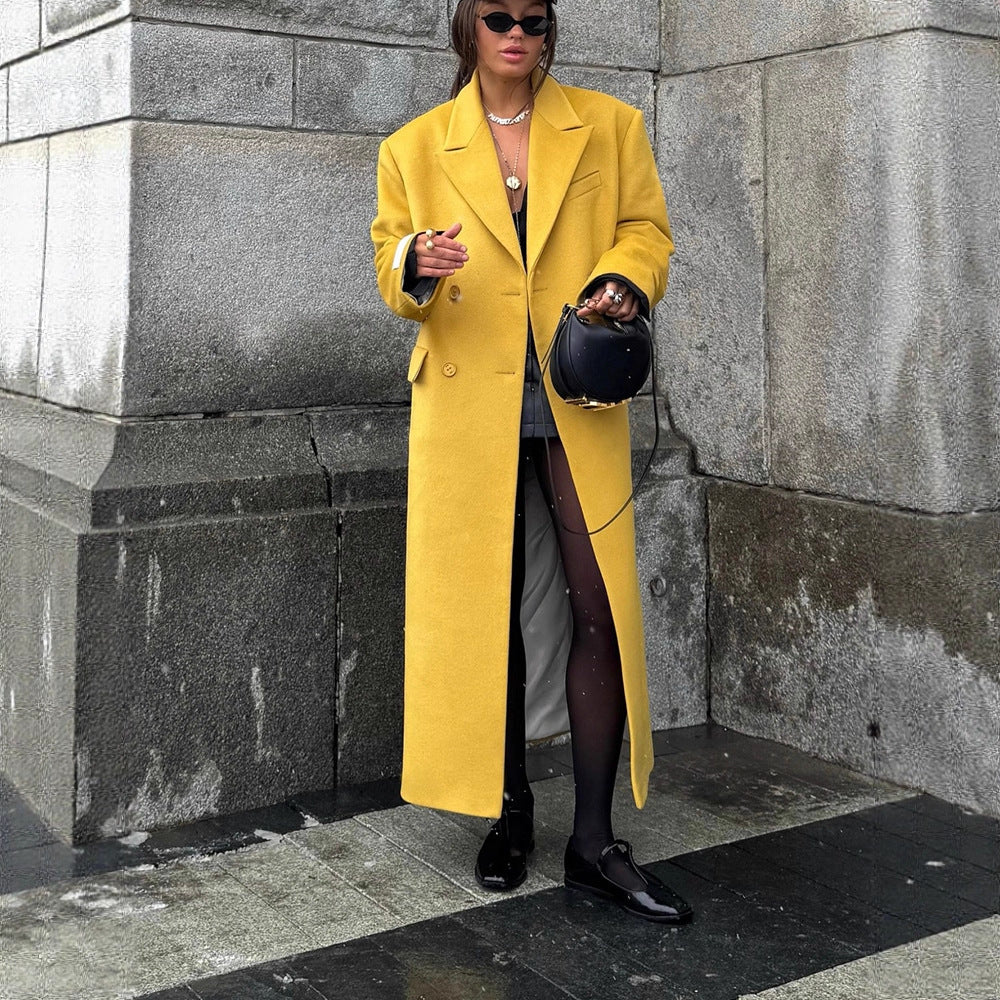 Damen Oversized Wollmantel R&B