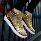 Damen Hochglänzende Sneaker mit glitzerndem Obermaterial und rutschfester Sohle R&B