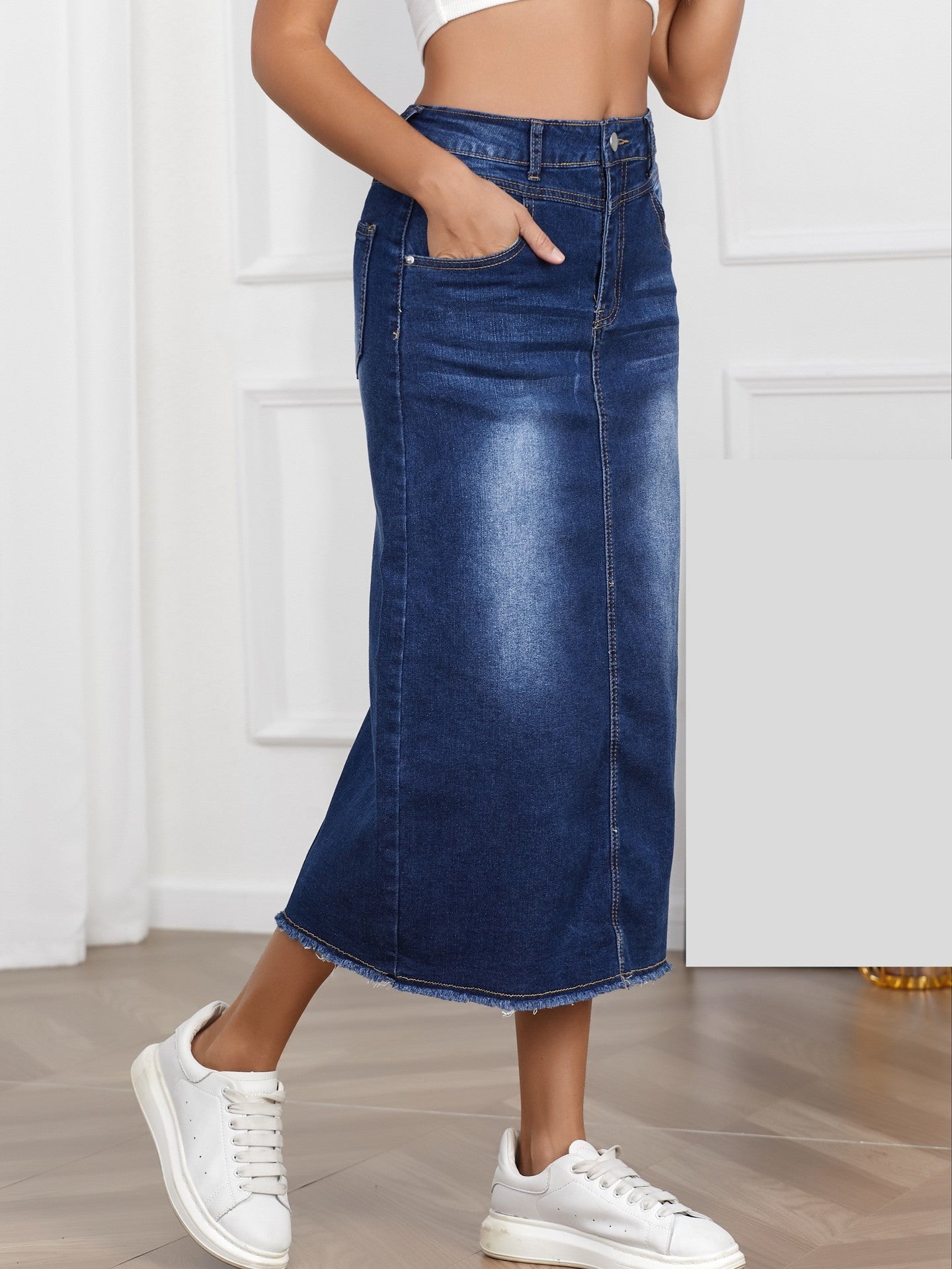 Damen Denim Maxirock R&B