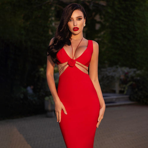 Damen figurbetontes Maxikleid mit verspieltem Design und raffinierten Trägerdetails R&B