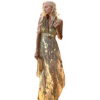 Damen Elegantes Maxi-Kleid mit filigranem Goldmuster und V-Ausschnitt EB