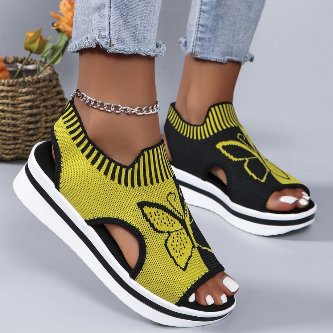 Damen Sportliche Plateau-Sandalen mit modischem Schmetterlingsdesign R&B