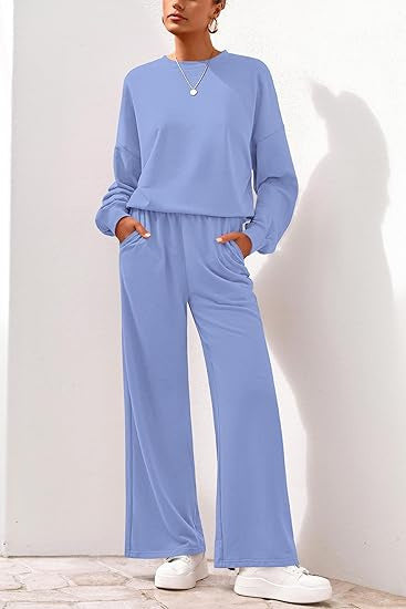 Damen Komfortabler Sweatsuit mit weitem Bein und lässigem Schnitt R&B