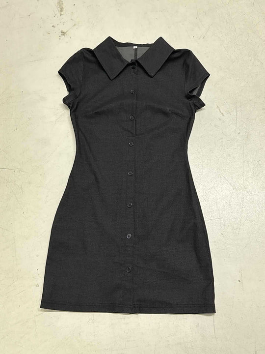Damen Figurbetontes Hemdkleid mit kurzen Ärmeln und klassischem Kragen R&B