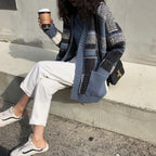 Damen Modischer Oversized Cardigan mit Karomuster R&B