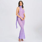 Damen Maxikleid mit schickem Halter-Design und verspieltem Animal-Print R&B