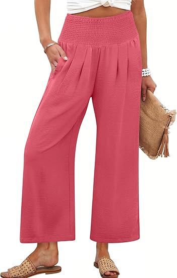 Damen Weite Culotte-Hose mit elastischem Bund und Falten R&B