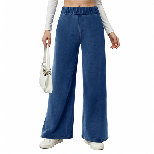 Damen weite Jeanshose mit Elastikbund und seitlichen Taschen R&B