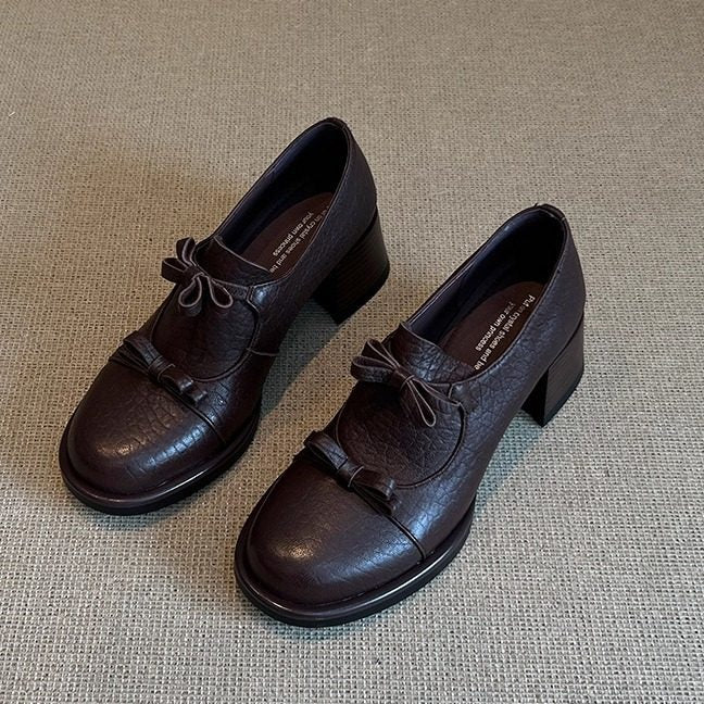 Damen elegante Schnürschuhe mit dekorativen Schleifen und komfortablem Blockabsatz R&B