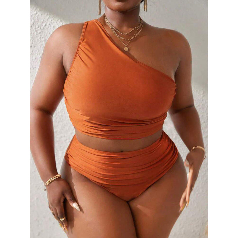 Damen Einseitiger Bikini-Set mit modischem Wickeldetail und hohem Bund R&B