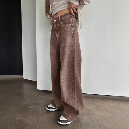 Damen Weit geschnittene Denim-Hose mit hoch tailliertem Design und modischem Schnitt R&B