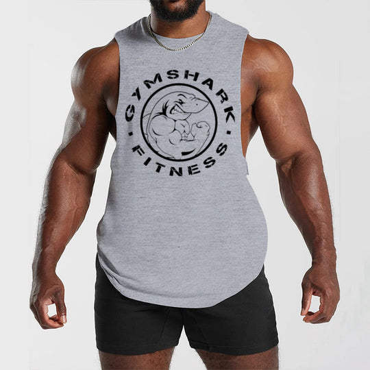 Herren nan ärmelloses Muskelshirt mit extra tiefen Armöffnungen und großem Logodruck R&B