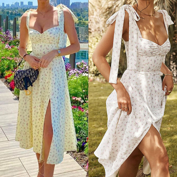 Damen Maxikleid mit schulterfreiem Design und seitlichem Schlitz R&B