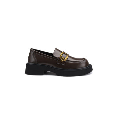 Damen Elegante Loafers mit stabiler Sohle und goldfarbener Schnallenakzent R&B