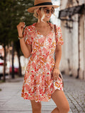 Damen Blusenkleid mit floralem Muster und elastischem Taillenzug R&B