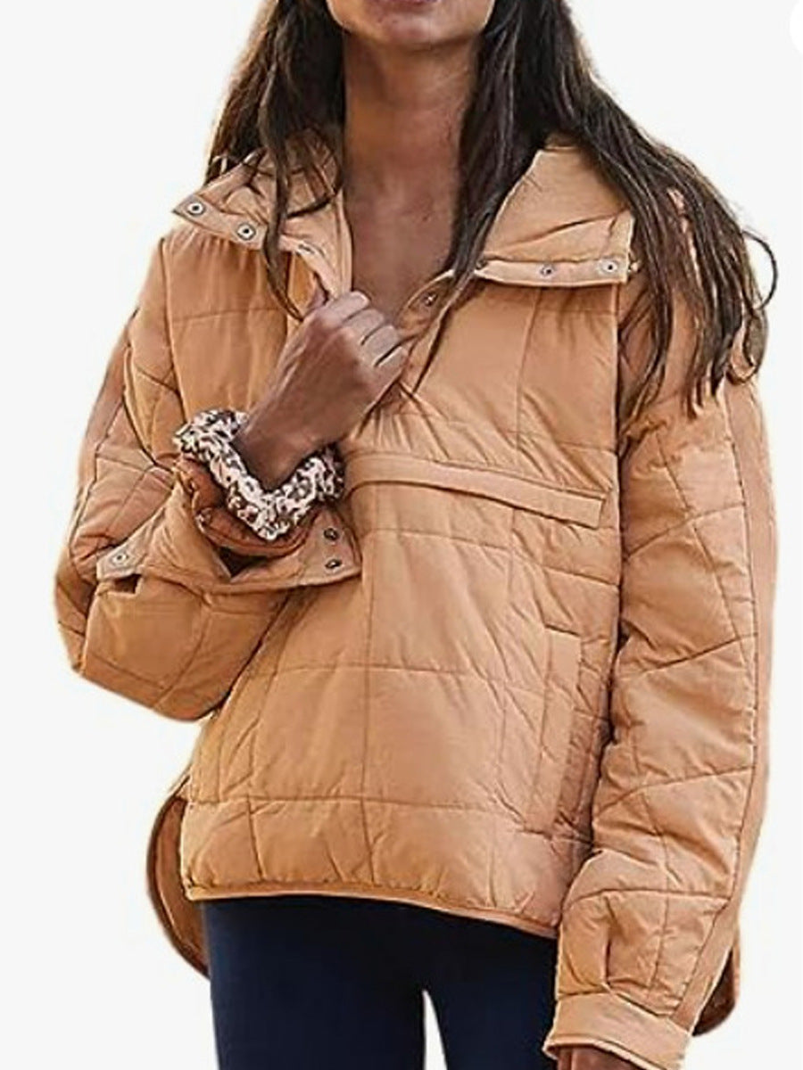 Damen lässige Steppjacke mit Kapuze und Eingrifftaschen R&B