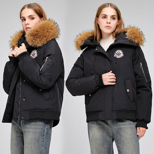 Damen Sportliche Pufferjacke mit abnehmbarem Kunstfellkragen und praktischen Taschen R&B