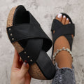 Damen Wedge-Pantoletten mit verstellbarem Riemendesign und Korkabsatz R&B