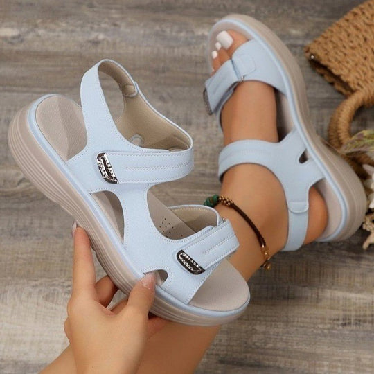 Damen bequeme Riemchen-Sandalen mit verstellbarem Klettverschluss R&B