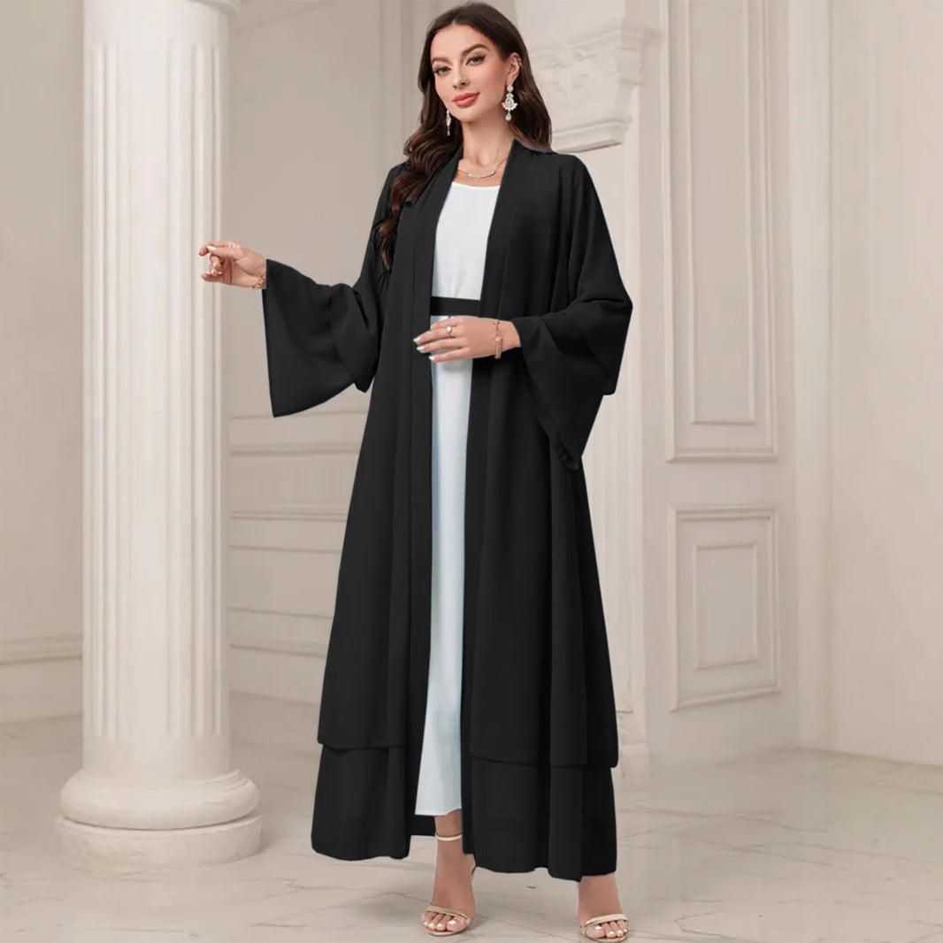 Damen Elegante lange Kimono-Jacke aus fließendem Stoff mit weitem Schnitt R&B