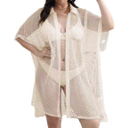 Damen transparenter Strandüberwurf aus Netzmaterial R&B