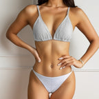 Damen Triangel-Bikini mit elegantem Knotendetail und rippstrukturiertem Stoff R&B