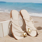 Damen Elegante Zehensteg-Sandalen mit geschmeidigem Riemendesign und luxuriösem Akzent R&B