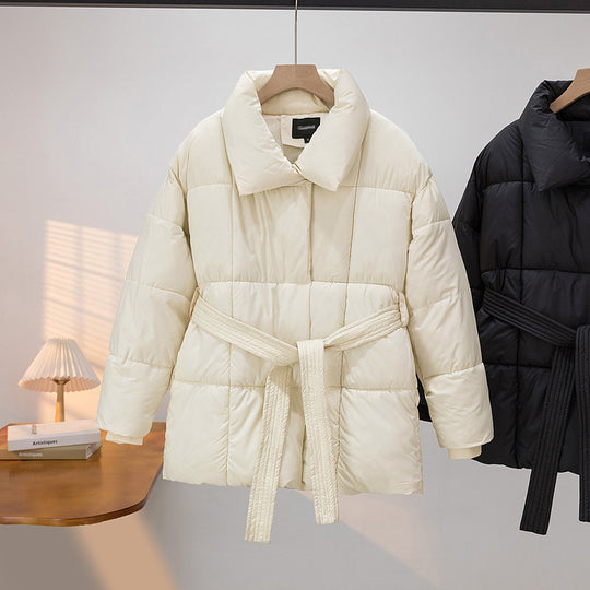 Damen Wattierte Jacke mit Gürtel und eleganter Kragenform R&B